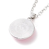 Glass Flat Round Pendant Necklace with Brass Chain LS-NJEW-A003-01E-3