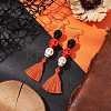 3 Pairs 3 Colors Halloween Skull Synthetic Dyed Turquoise Dangle Earrings EJEW-JE05883-4