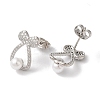 Bowknot Brass Micro Pave Clear Cubic Zirconia Stud Earrings EJEW-A110-06P-3
