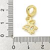 Rack Plating Brass Pave Clear AB Cubic Zirconia Unicorn European Dangle Charms KK-Z067-56G-3