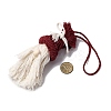 Cotton Cord with Wood Bead Pendant Decorations HJEW-JM04096-3