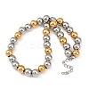 12MM Two Tone 304 Stainless Steel Round Beaded Necklaces NJEW-C101-01GP-2