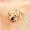 Brass Micro Pave Cubic Zirconia Cuff Rings for Women RJEW-Z113-44G-4
