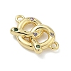Brass Micro Pave Cubic Zirconia Heart Biscuit Connector Charms KK-G548-06G-02-2
