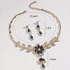 Flower Alloy Rhinestone Pendant Necklaces & Teardrop Stud Dangle Earrings Sets FS-WG19EE6-04-2