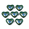 Flower Printed Opaque Acrylic Heart Beads SACR-S305-28-N02-1