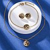 Yin-yang 304 Stainless Steel Rhinestone Pendant Necklaces & Bracelets & Stud Earrings Sets for Women SJEW-C004-17G-3