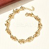 Hammered 304 Stainless Steel Link Chain Bracelets for Women BJEW-D466-07G-4