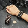 2Pcs 2 Colors Halloween Skull Leather Cord Bracelets for Men BJEW-GF0001-29-3