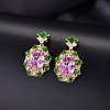 Brass Micro Pave Cubic Zirconia Oval Stud Dangle Earrings for Women TP9450-1-1