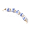 5Pcs 5 Colors Flower Printed Porcelian Round Beaded Connector Charms PALLOY-JF04161-4