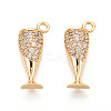 Brass Pave Clear Cubic Zirconia Pendants KK-T074-101G-1