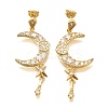 Moon Brass Micro Pave Clear Cubic Zirconia Dangle Stud Earrings EJEW-C126-10G-3