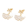 Ginkgo Leaf Brass Pave Clear Cubic Zirconia Stud Dangle Stud Earrings for Women EJEW-G391-10G-02-2