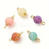Dyed Natural Weathered Agate Round Links Connector Charms PALLOY-JF01723-2S-1