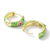 Real 18K Gold Plated Brass Enamel Flower Print Hoop Earrings for Women EJEW-L269-117G-3
