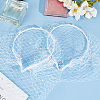 2Pcs 2 Styles Bridal Rhinestones Pearl Mesh Veil Cloth Hair Bands MRMJ-FG0001-16A-5