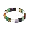 Natural Gemstone Rectangle Beaded Stretch Bracelet for Women BJEW-E379-06A-2