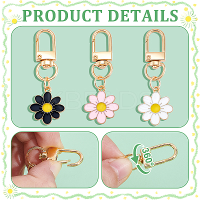 60Pcs 3 Colors Zinc Alloy Enamel Flower Pendant Decorations HJEW-TW0001-01-1