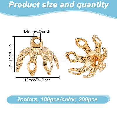 200Pcs 2 Colors Brass Bead Caps FIND-GO0003-29-1