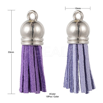 60Pcs 4 Colors Faux Suede Tassel Pendant Decorations FIND-LS0001-04C-1