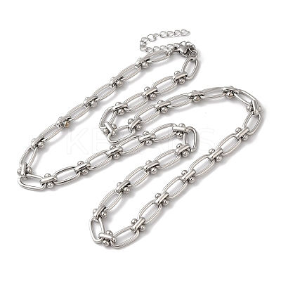 Non-Tarnish 304 Stainless Steel Oval Links Necklace for Women NJEW-B107-07P-03-1