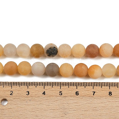 Frosted Round Natural Yellow Aventurine Bead Strands G-J338-06-8mm-1
