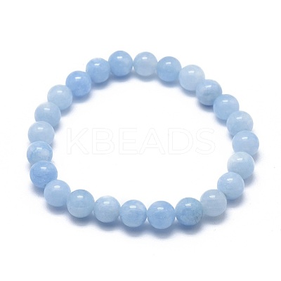 Natural & Dyed White Jade Bead Stretch Bracelets BJEW-K212-A-018-1