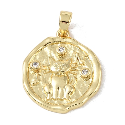 Brass Micro Pave Clear Cubic Zirconia Pendants KK-P273-15C-G-1