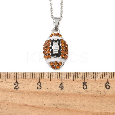 Zinc Alloy Topaz Rhinestone Sport Ball Pendant Cable Chain Necklaces NJEW-U024-01P-06-1