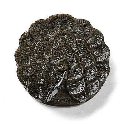 Natural Golden Sheen Obsidian Carved Pendants G-G098-05-1