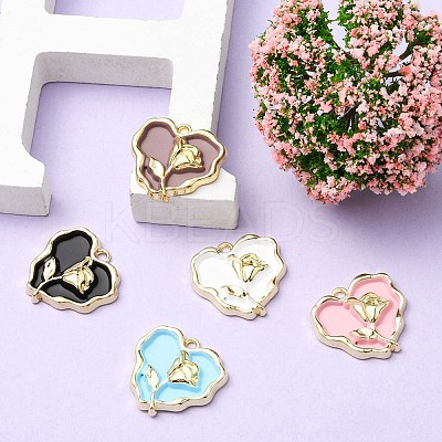 5Pcs Rack Plating Alloy Enamel Pendants ENAM-YW0001-48-1
