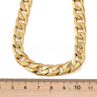 10MM 304 Stainless Steel Textured Cuban Link Chain Necklaces NJEW-C101-03G-1