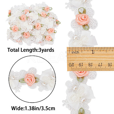 3 Yards Embroidery Flower Polyester Lace Trim OCOR-GF0002-54-1