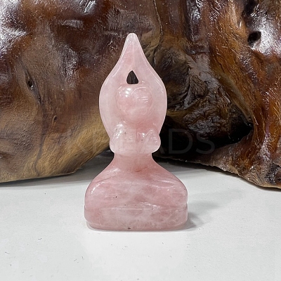 Natural Rose Quartz Carved Healing Yoga Goddess Figurines PW-WG59957-02-1
