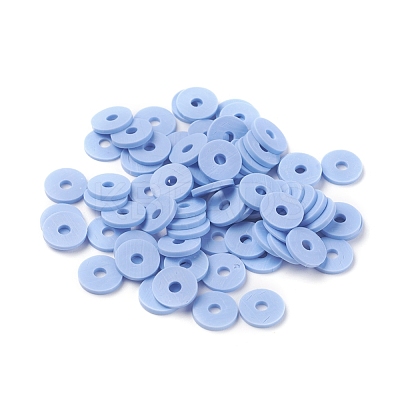 Flat Round Handmade Polymer Clay Beads CLAY-R067-8.0mm-32-1