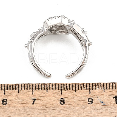 Brass Micro Pave Cubic Zirconia Cuff Rings for Women RJEW-Z113-51P-1