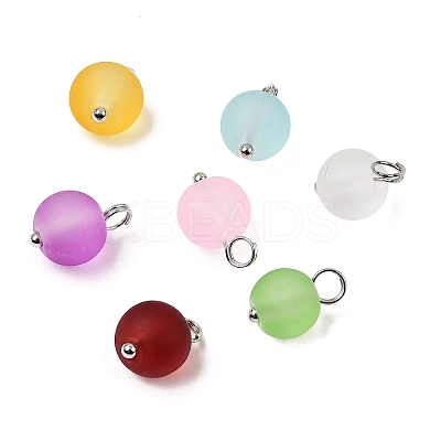 160Pcs Frosted Transparent Glass Charms PALLOY-ME00024-1