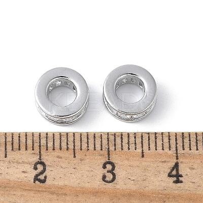 Brass Micro Pave Clear Cubic Zirconia Spacer Beads KK-F892-30P-1