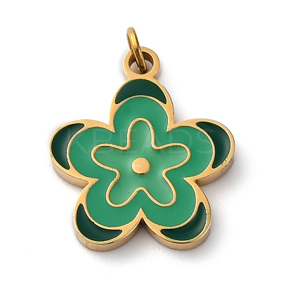 316 Surgical Stainless Steel Enamel Pendants STAS-K258-40C-G-1