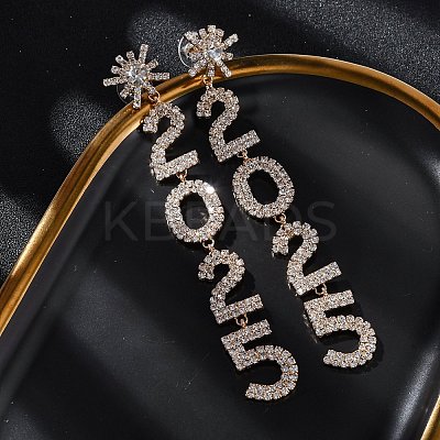 Brass Rhinestone Stud Earrings EJEW-Q012-02G-1