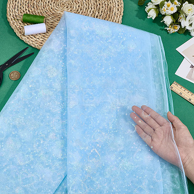Heart Pattern Polyester Mesh Fabric DIY-WH0591-146B-1