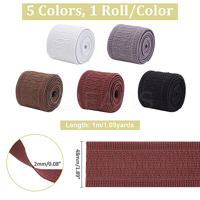 5M 5 Colors Polyester Thick Elastic Wide Band SRIB-AR0001-12-1