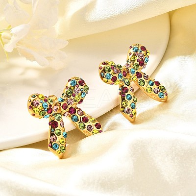 304 Stainless Steel Bowknot Stud Earrings EJEW-A123-02C-G-1