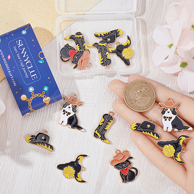20Pcs 5 Style Light Gold Plated Alloy Enamel Pendants Sets ENAM-SC0004-65-1