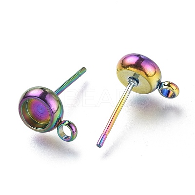 Ion Plating(IP) 304 Stainless Steel Stud Earring Settings STAS-I161-01A-M-1