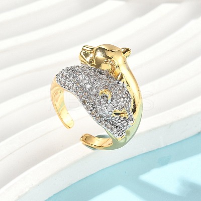 Brass Micro Pave Cubic Zirconia Rings RJEW-D307-04G-C-1