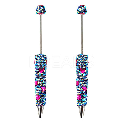 2Pcs Polymer Clay Rhinestones Ball-Point Pen OFST-TA0001-03E-1