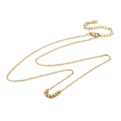 304 Stainless Steel Round Ball Beads Pendant Necklaces for Women NJEW-K255-50G-1