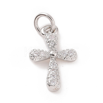 Brass Micro Pave Cubic Zirconia Charms KK-C012-19P-1